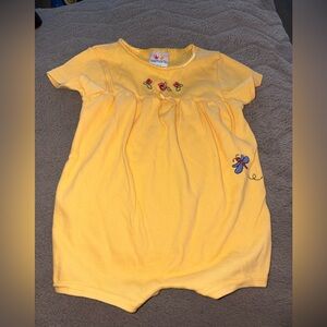 Vintage Carter's Yellow Embroidered Floral Baby romper